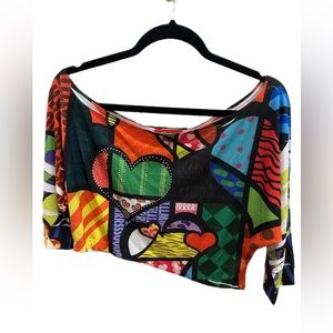 Pop Comic Asymmetric Crop Top Size L